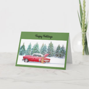 Holiday Vintage Car Greeting Card