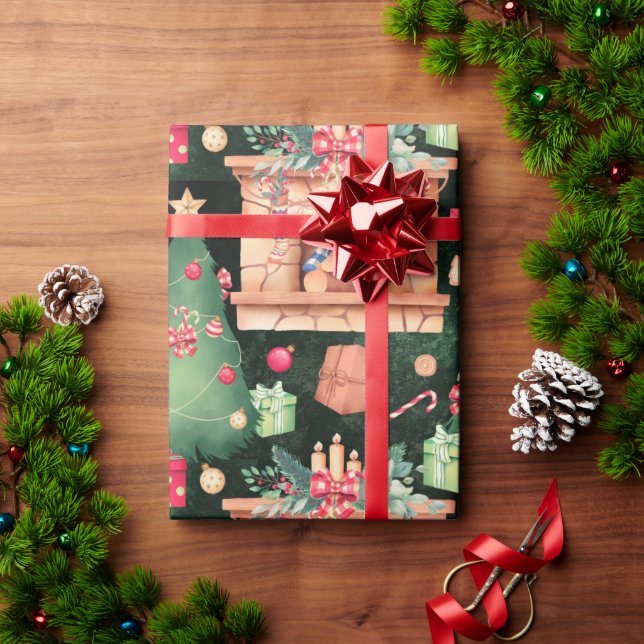 Holiday Vintage Christmas Trees Xmas Christmas Wrapping Paper (Holiday Gift)