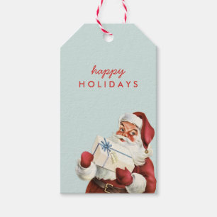 Holiday Vintage Santa Happy Holidays Christmas Gift Tags
