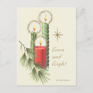 Holiday Vintage Three burning candles CC1247  Postcard