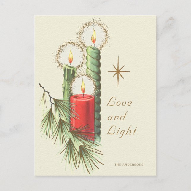 Holiday Vintage Three burning candles CC1247  Postcard (Front)