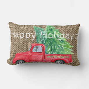 Holiday Vintage Truck Throw Pillow