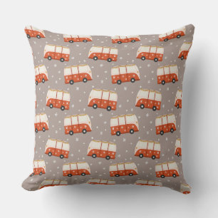 Holiday Vintage Van Illustration Pillow