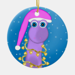 Holiday Violet Dinosaur Ceramic Tree Decoration