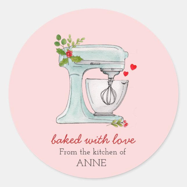Holiday Watercolor cake mixer bakers Sticker (Front)