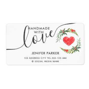 Holiday watercolor holly wreath handmade with love