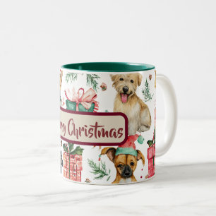 Holiday Watercolor Puppies Pattern Coffee Mug
