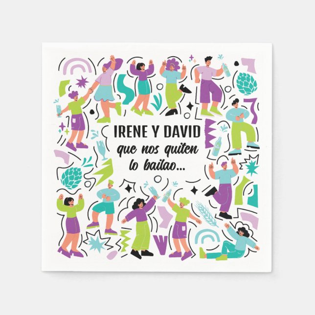 Holiday Wedding - Disco Dance - Violet Turquoise Napkin (Front)