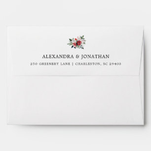 Holiday Wedding   Red and White Christmas Floral Envelope