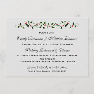 Holiday Wedding Rehearsal Dinner Invitation