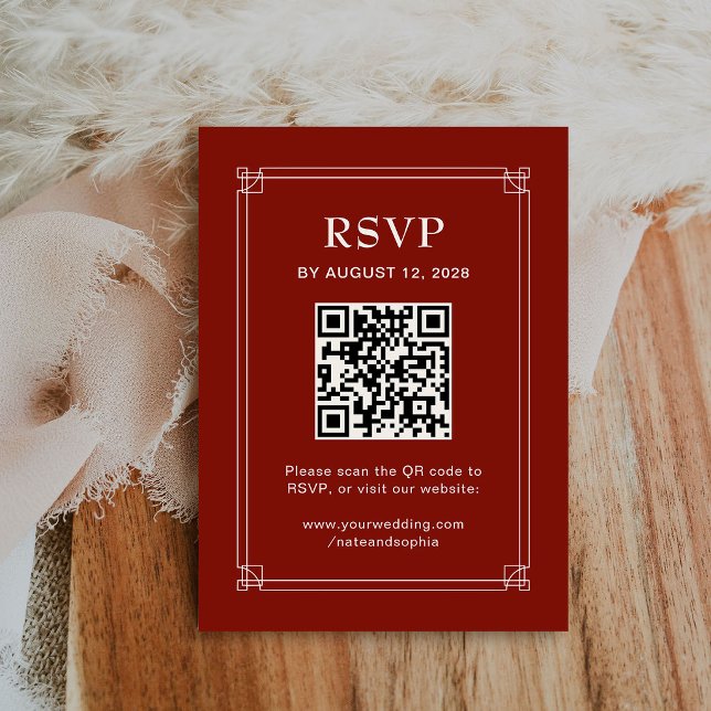 Holiday Wedding RSVP and QR Code | Red Enclosure Card (Creator Uploaded)