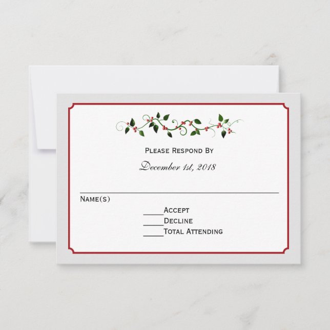 Holiday Wedding RSVP Reply or Response Card (Front)