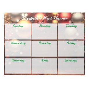 Holiday Weekly Meal Planner Notepad