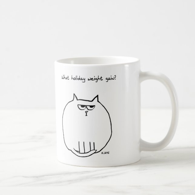Holiday Weight Gain - Angry Cat is now Fat Cat Coffee Mug (Right)