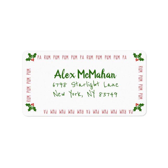 Holiday Whimsical Drummer Boy Address Label (Front)