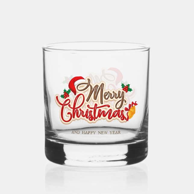 Holiday Whiskey Glass Set – Merry & Bright Barware (Front)