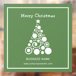 Holiday White Christmas Tree on Green Window Cling