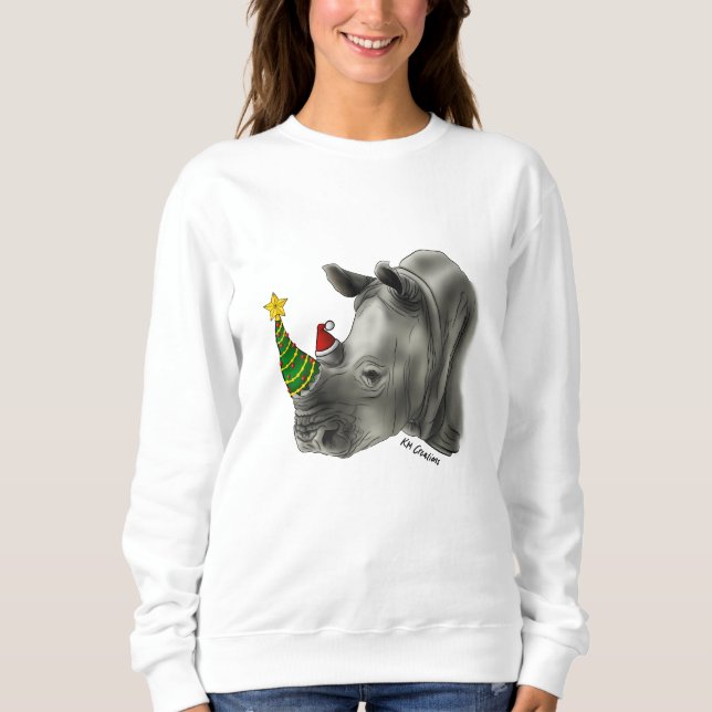 Holiday white rhino sweatshirt (Front)