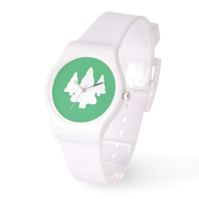 Holiday White Trees Green White Silicone Watch (Angle)