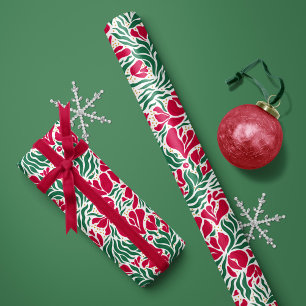 Holiday Wild Florals Wrapping Paper - White