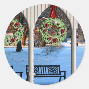 Holiday Window Scene Christmas Envelope Seals