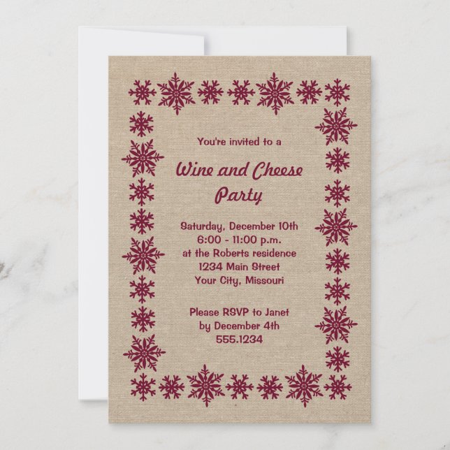 Holiday Wine and Cheese Party Invitations (Front)