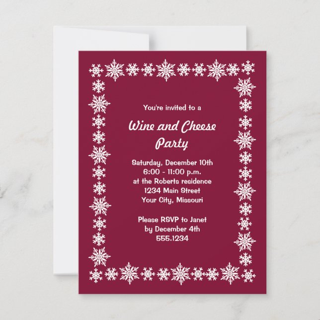 Holiday Wine and Cheese Party Invitations (Front)