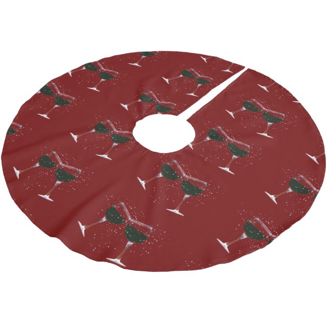 Holiday Wine Cheer Christmas Tree Skirt (Angled)