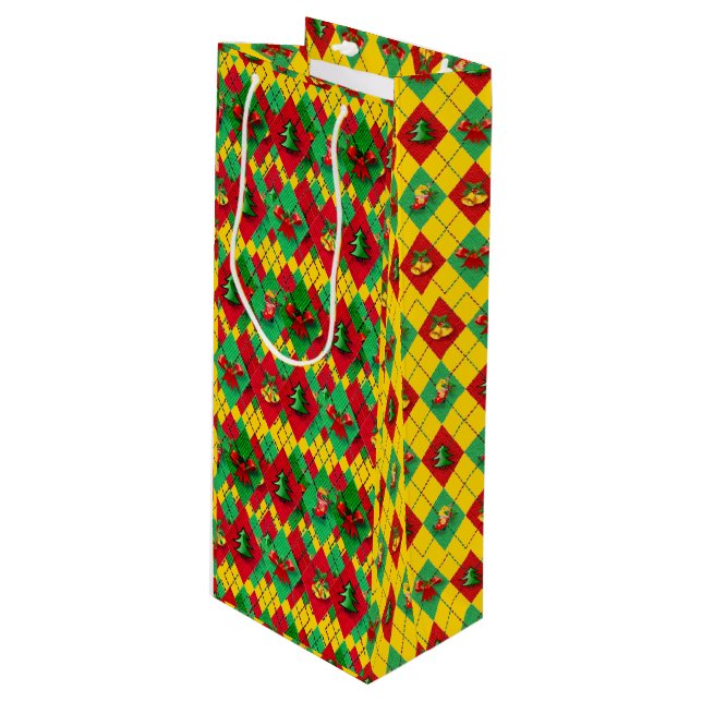 Holiday Wine Christmas New Year's Spirit  Gift Bag (Front Angled)