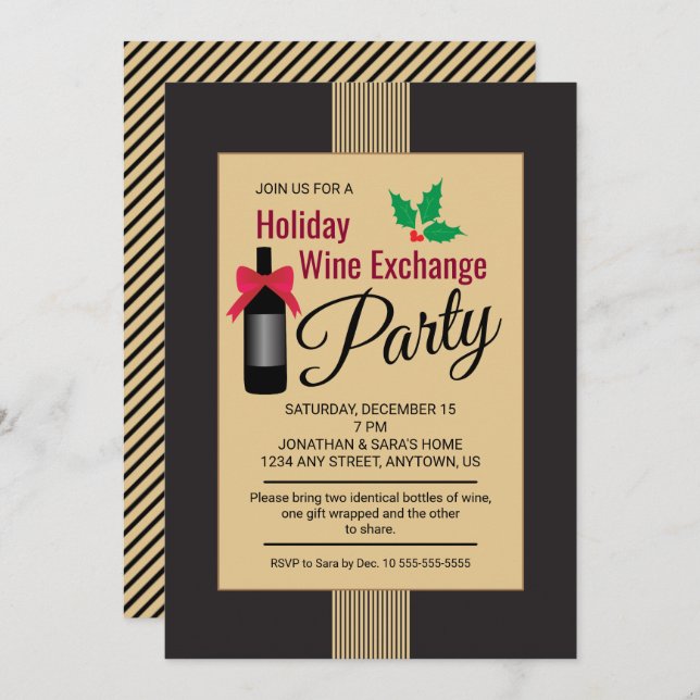 Holiday Wine Exchange Party Invite (Front/Back)