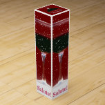 Holiday Wine Gift Box! Wine Box<br><div class="desc">No better way to wrap up a great bottle of wine but with this fun holiday gift box! Features a glass of red wine in the snow with the words Salute!  A great gift box!</div>