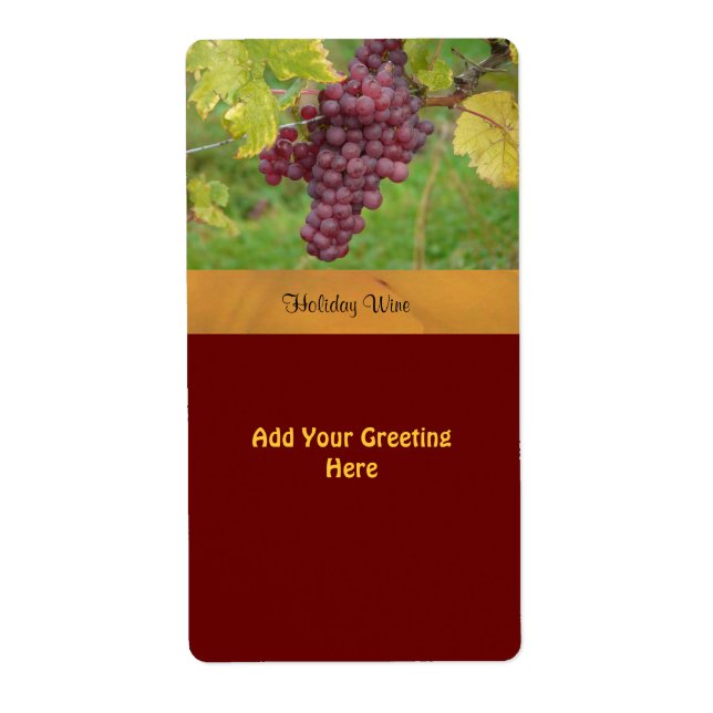 Holiday Wine Label with Red Grapes (Front)