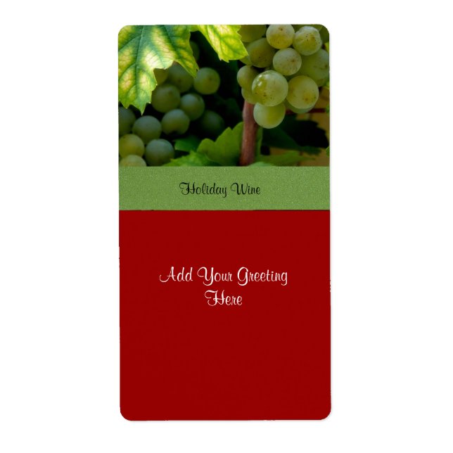 Holiday Wine Label with White Grapes (Front)
