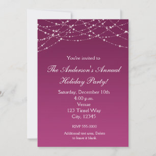 Holiday Wine Purple Glitter Elegant Invitation