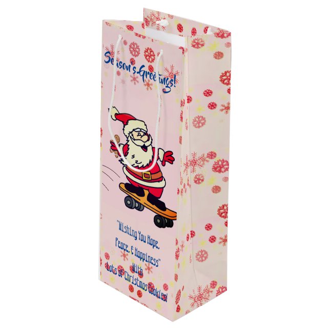 Holiday Wine with Santa Wine Gift Bag (Front Angled)