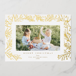 Holiday Winter Botanical Branches Photo Foil Card