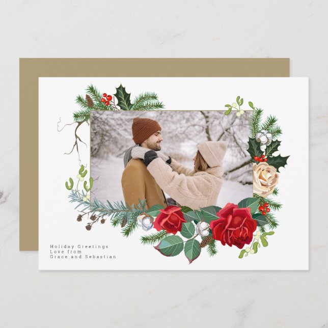 Holiday Winter Botanical Photo Personalised (Front/Back)