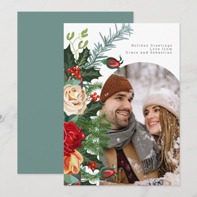 Holiday Winter Botanical Photo Personalised (Front/Back)