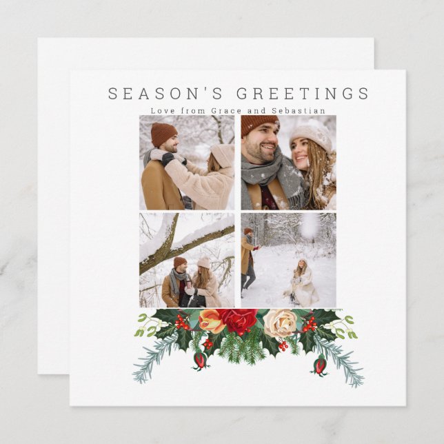 Holiday Winter Botanical Photo Personalised  Card (Front/Back)