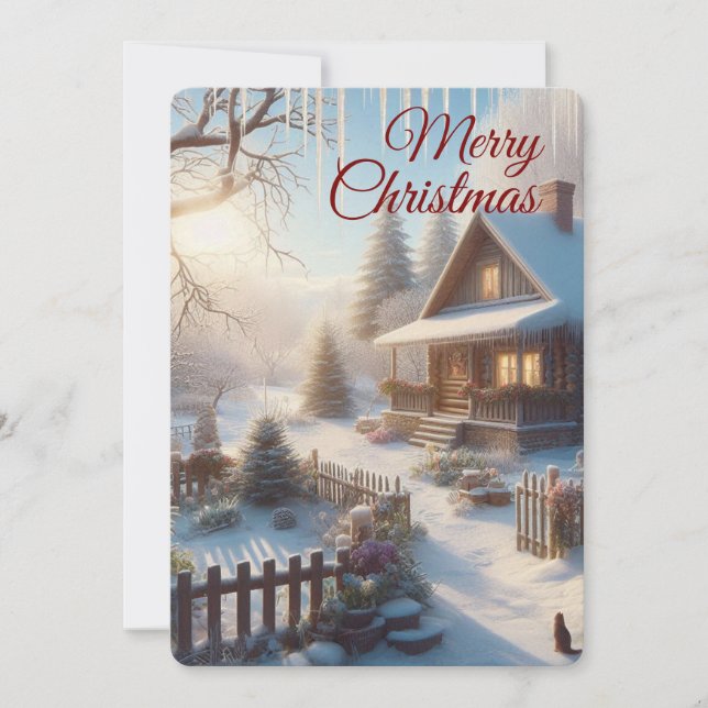 Holiday Winter Cottage  Card (Front)