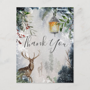 Holiday Winter Fores Scene Thank You Card Postcard