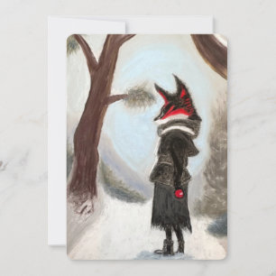 Holiday Winter Fox Hand-painted Card