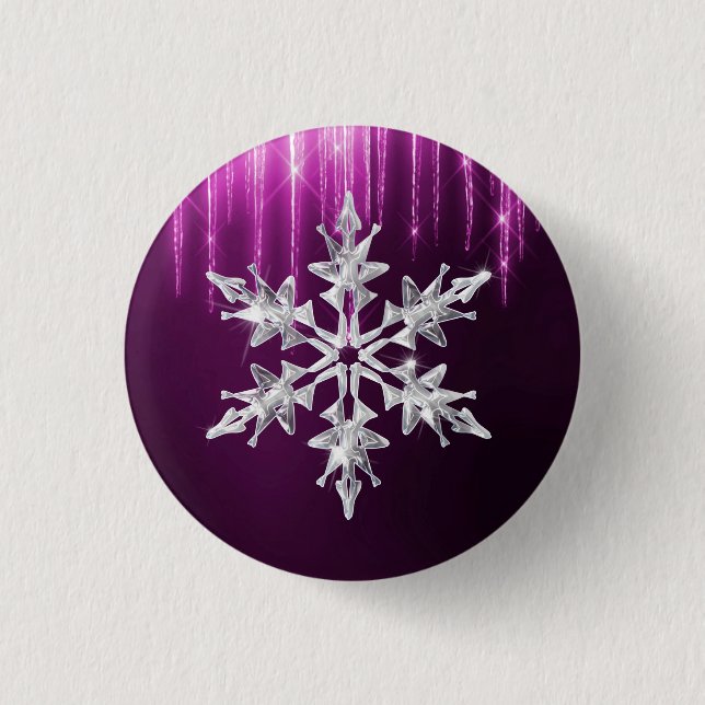 Holiday Winter Glass Christmas Snowflake  3 Cm Round Badge (Front)
