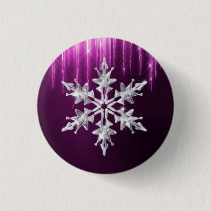 Holiday Winter Glass Christmas Snowflake 3 Cm Round Badge