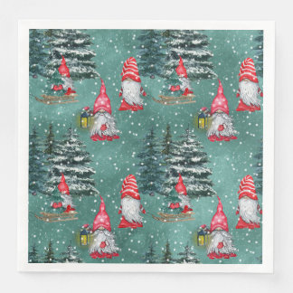 Holiday Winter Gnomes Napkin