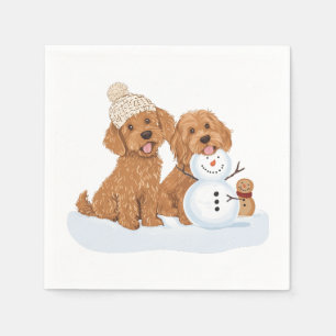 Holiday Winter Goldendoodle Dog Snowman Napkin