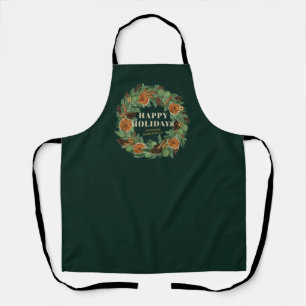 Holiday Winter Pine Dried Orange Wreath Name Apron