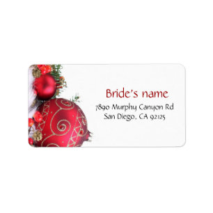 Holiday Winter Red Ornaments Address Label