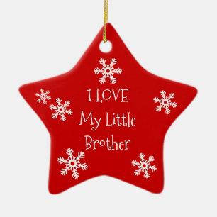 Holiday Winter Snowflake I Love My Brother Sister Ceramic Tree Decoration