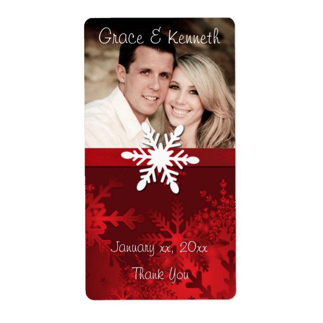 Holiday, Winter Wedding, Custom Photo, Wine (Front)